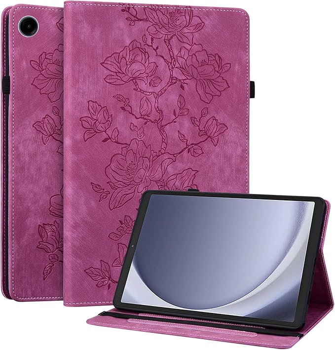 Case for Samsung Galaxy Tab A9 8.7 Inch 2023, Slim PU Leather Folio Cover with Multi-Angle Stand and Pen Holder, Rose