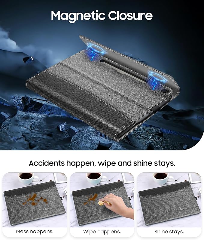 Fintie Protective Case for Microsoft Surface Pro 12 Inch (2025), Multi-Angle Viewing Portfolio Business TPU Back Cover with Pocket & Stylus Holder, Compatible with Type Cover Keyboard (Gray)