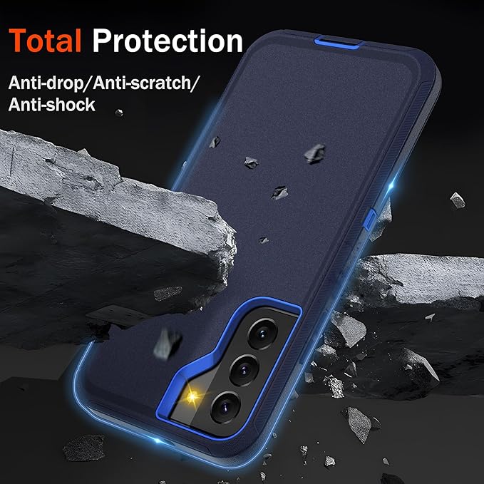 for Samsung Galaxy S22 Plus Case with [2 Pack] HD Screen Protector, [Military-Grade] Shockproof Dust/Drop Proof 3-Layer Full Body Protection Heavy Duty Case for Galaxy S22+ Plus, Navy