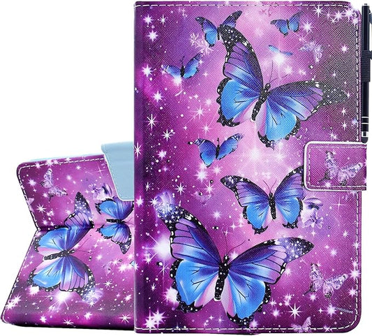 KEROM Case for Samsung Galaxy Tab A9+ Plus 11 Inch 2024 2023 (SM-X210/X216/X218), Slim PU Leather Stand Case Protective Cover for Galaxy Tab A9+/A9 Plus Tablet, Auto Wake/Sleep - Sparkling Butterfly