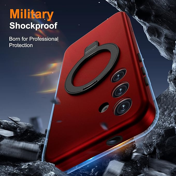 Designed for Samsung Galaxy S24 Plus Case with Magnetic Ring Stand [Compatible with Mag-Safe][Military Grade Drop Protection][Build in Kickstand] Shockproof S24+ Phone Case 6.7",Red