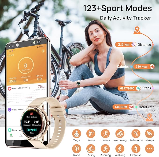 Smart Watch for Women,Fitness Tracker with Heart Rate/SpO2 Monitor, IP67 Elegant Woman Watch with Answer Calls&Dials, Compatible iOS Android, Rose Gold Sports Smartwatch, 2 Bands
