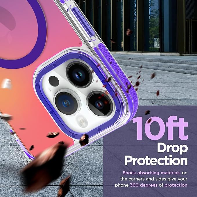 MOWIME Magnetic Case for iPhone 14 Pro Max [Compatible with Magsafe] [Cute Fashion Fluorescent Design] [1 Screen Protector] Slim Translucent Matte Case for iPhone 14 Pro Max 6.7" 2022, Purple