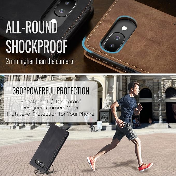 for Google Pixel 9a Case, Flip Wallet Leather Case with Card Holder Magnetic Closure Shockproof Kickstand Protective Phone Cases Cover for Pixel 9a, Black