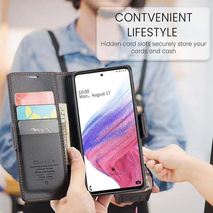 for Samsung Galaxy A53 5G Case, Premium PU Leather Wallet Case Flip Cover with [RFID Blocking][Card Holder][Stand Function] Shockproof Protective for Samsung Galaxy A53, Black