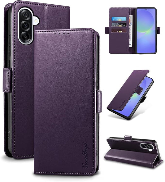 Wallet Flip Case for Samsung Galaxy A36 5G - [RFID Blocking] Luxury PU Leather Card Holder Magnetic Phone Cover with Kickstand,Shockproof Protective Case,Purple