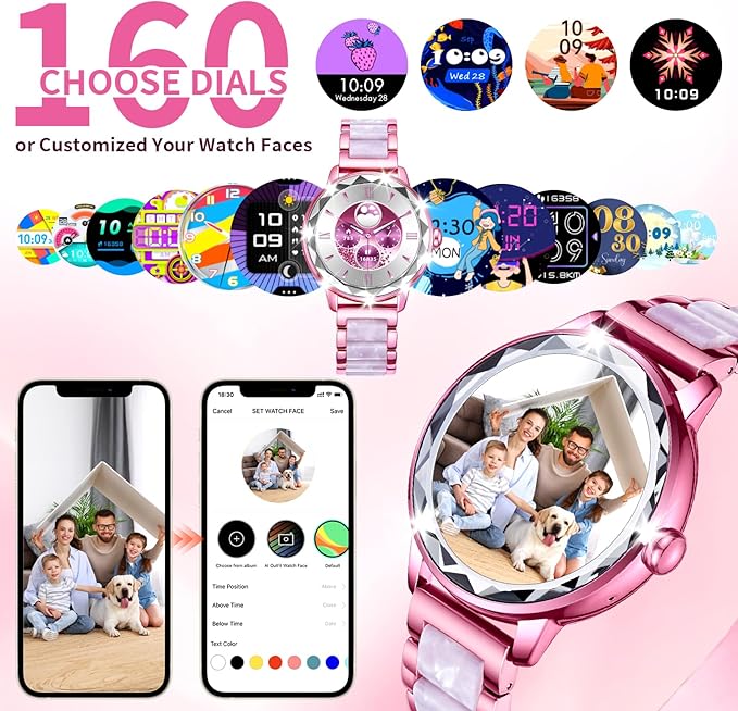 Smart Watch for Women with Make/Answer Call, 1.2" Adjustable Fitness Watch with Heart Rate Sleep Monitor Female Cycle and 100+ Sports Modes for iOS Android