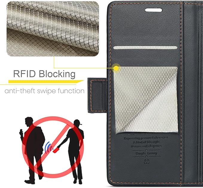 Case for Samsung Galaxy S23 FE Wallet Case, RFID Blocking PU Leather Flip Folio Cover Card Holder Kickstand Shockproof Phone Case Compatible with Samsung Galaxy S23 FE, Black