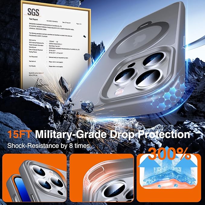 360° O-Ring MagStander for iPhone 14 Pro Case with Magnetic Kickstand Ring Holder [Compatible with MagSafe][360°Rotate Stand Ring][Military Shockproof] iPhone 14 Pro Phone Cover Matte Grey