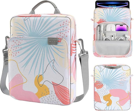 MoKo 9-11 Inch Tablet Sleeve Bag Handle Carrying Case with Shoulder Strap Fits 11inch iPad Air M3, iPad A16 2025, iPadPro M4/Air M2 5/4th 10.9, Tab S8/S9 11, Tropical Leaf