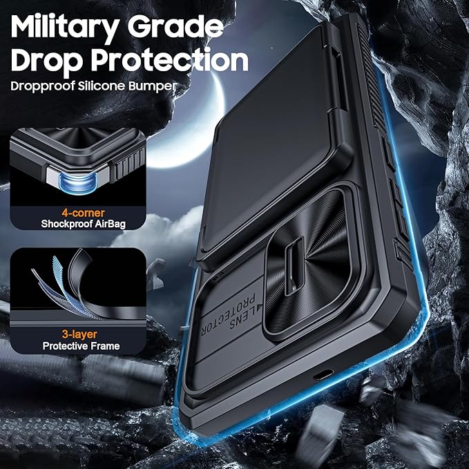 for Samsung Galaxy S25 Edge Case Wallet with RFID [Cards Holder][Camera Cover][Edge Raised] Full Body Shockproof Silicone Protective Phone Case for Galaxy S25 Edge 2025 (Black)