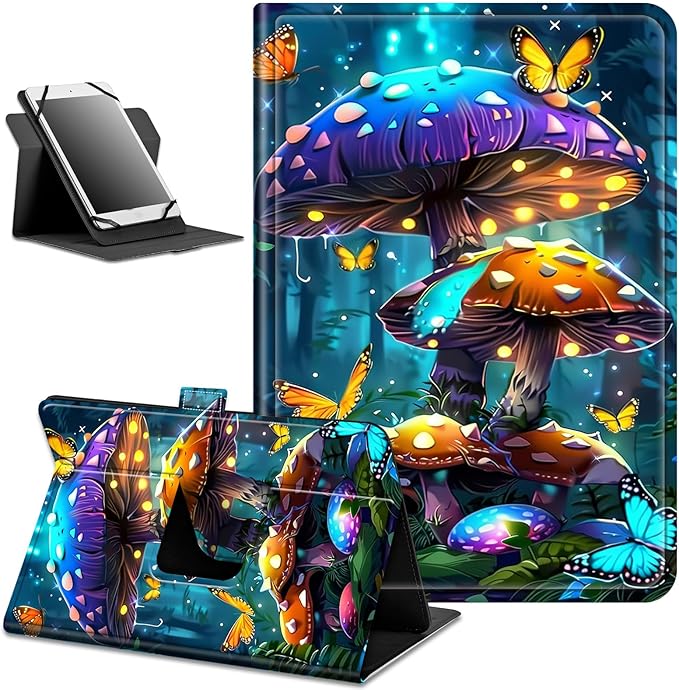 for Lenovo Tab M9 Case,9 inch Tablet Cover, Magnetic Closure Travel Portable Protective Case with 360 Degree Rotating Stand for Lenovo Tab M9 TB-310FU 2023-Glowing Mushroom