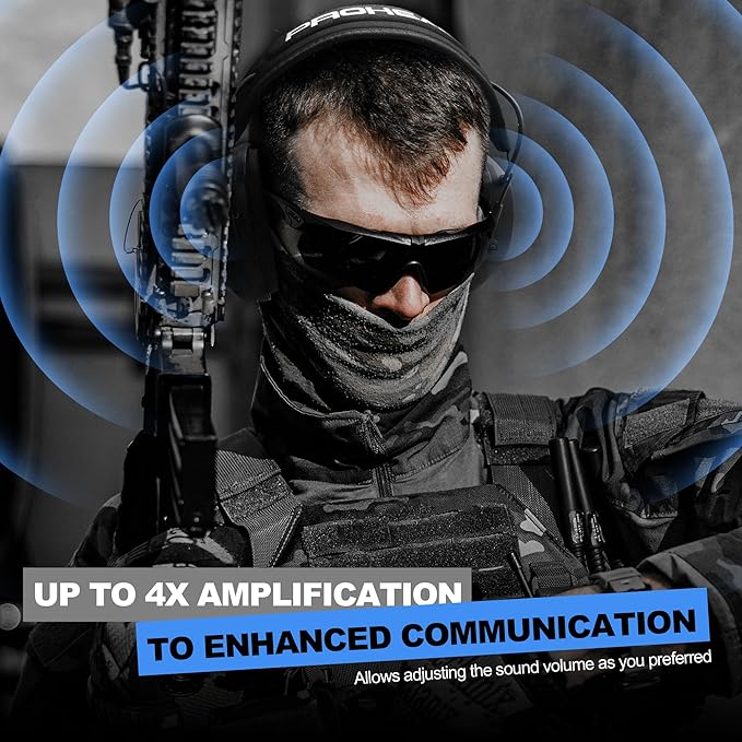 PROHEAR 030 2.0 Bluetooth Rechargeable Shooting Ear Protection, Slim Noise Cancelling Earmuffs, NRR 22dB for Hunting & Tactical Gun Range