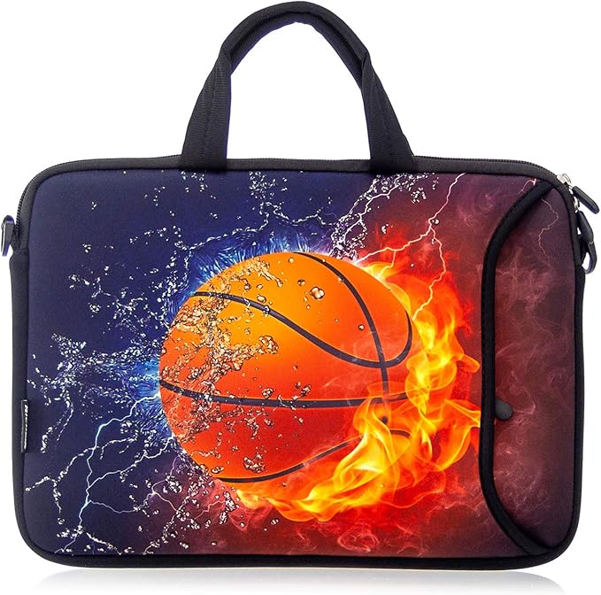 RICHEN 11 11.6 12 12.5 13 inches Case Laptop/Chromebook/Notebook PC Tablet Travel Case Neoprene Handle Sleeve with Shoulder (11-13.3 inch, Basketball Fire)