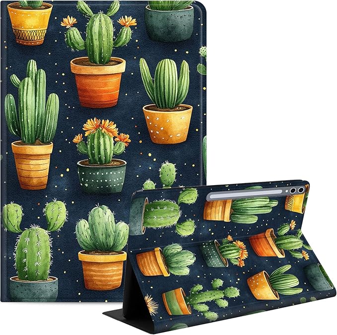 Case for Samsung Galaxy Tab S10 Ultra/Galaxy Tab S9/S8 Ultra 14.6-Inch, Slim PU Leather Stand Cover with Auto Wake/Sleep, Multi-Angle Viewing & Shockproof, Various Cacti