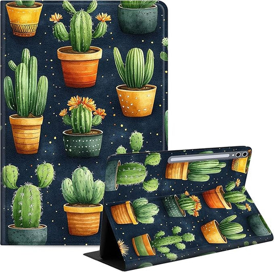Case for Samsung Galaxy Tab S10 Ultra/Galaxy Tab S9/S8 Ultra 14.6-Inch, Slim PU Leather Stand Cover with Auto Wake/Sleep, Multi-Angle Viewing & Shockproof, Various Cacti