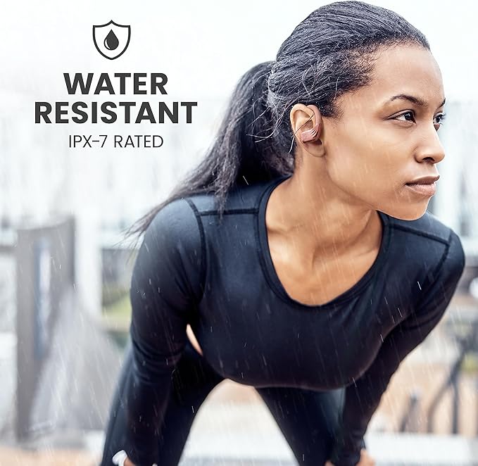 Rose Gold Wireless Running Earbuds for Women. Pink Bluetooth Sport Earbuds for Running, 80 Hour Long Battery Life Over the Ear with EarHooks, Wrap Around Ear buds with Microphone, Earphones