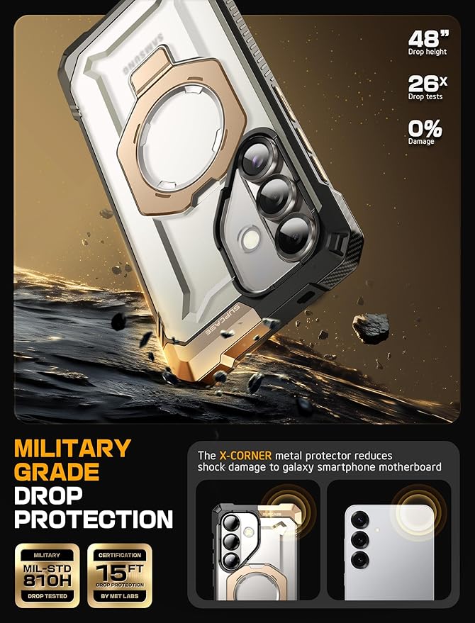 SUPCASE for Samsung Galaxy S25 Case with Stand (Unicorn Beetle Grip), [Compatible with MagSafe] [Military-Grade Drop Protection] Heavy Duty Shockproof Magnetic Phone Case for Galaxy S25 6.2", Desert