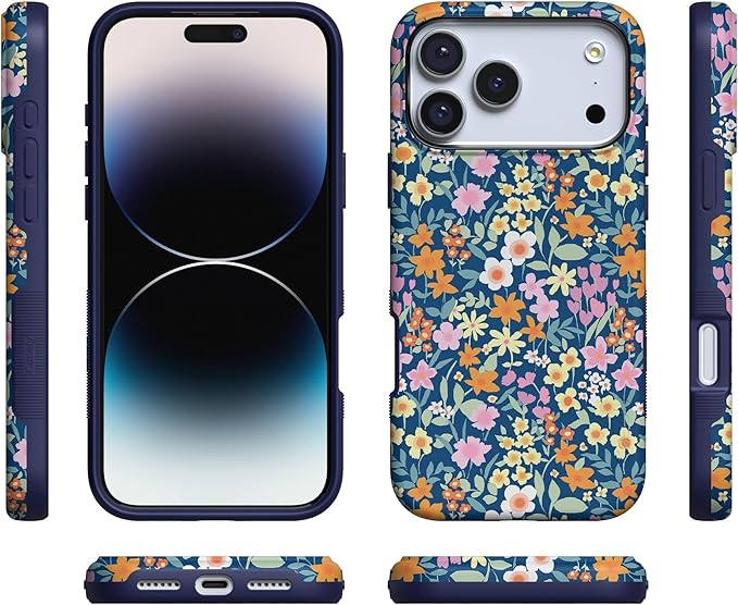 Casely iPhone 17 Pro Case | Full Bloom | Navy Floral | Compatible with MagSafe | Bold Protective Design
