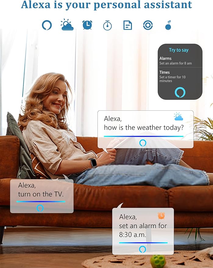 Smart Watch, Alexa Built-in, Answer/Make Calls 44mm Smartwatch Women Men, 1.83" Sports Watch IP68 Waterproof, Heart Rate SpO2 Sleep Stress Monitor, Step Counter Watch for Android & iOS Phone