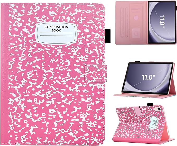 Case for Samsung Galaxy Tab A9+/A9 Plus 11 inch 2023 2024(SM-X210/X216/X218),PU Leather Multi Angle Stand Cover Slim Folio Protective Case for Galaxy Tab A9 Plus, Auto Wake/Sleep, Pink NoteBook