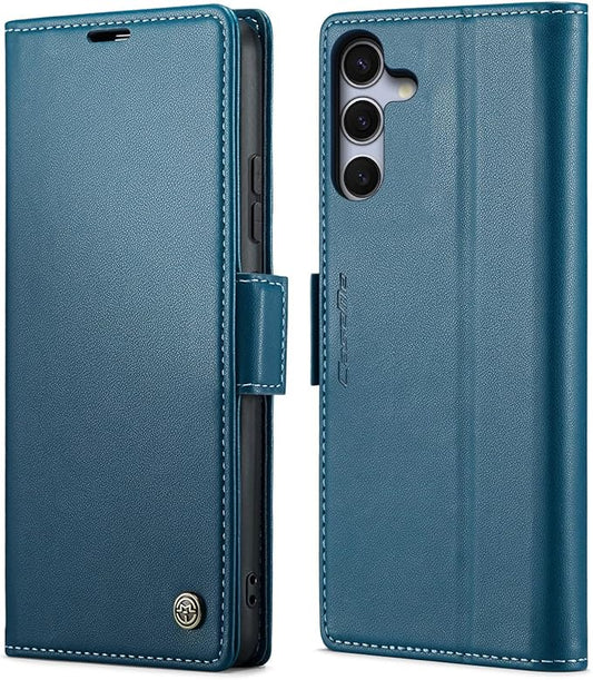 SINIANL for Samsung Galaxy S25 Wallet Case with RFID Blocking, S25 Case Wallet for Men Women with Card Holder Magnetic Clasp Kickstand Leather Book Folio Case for Galaxy S25 Blue