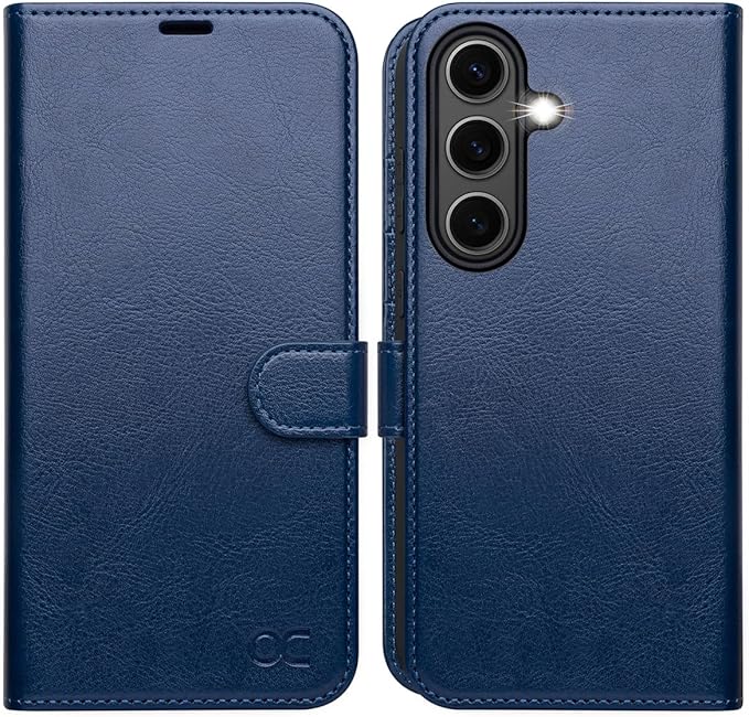 OCASE Compatible with Galaxy S25 FE Wallet Case, PU Leather Flip Folio Case with Card Holders RFID Blocking Kickstand [Shockproof TPU Inner Shell] Protective Phone Cover 2025, Blue
