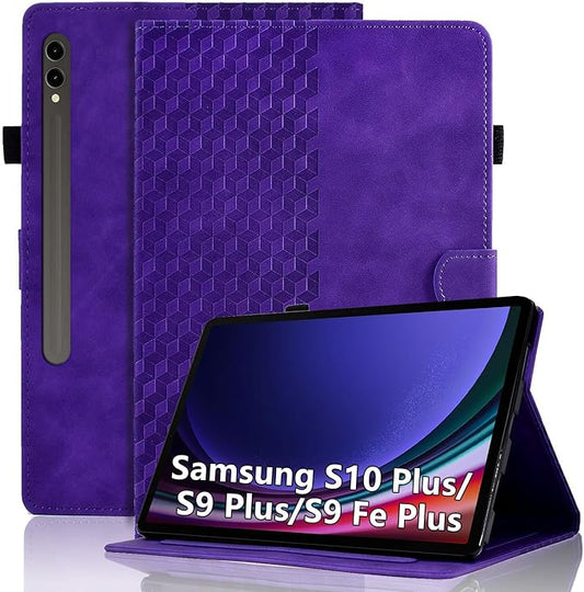 Case for Samsung Galaxy Tab S10+ Plus 2024 / S9 FE+ Plus/ S9+ Plus 12.4 Inch 2023 Magnetic Multi-Angle Leather Folio Stand Shell Folio with Card Holder Galaxy Tab S9+/S9 FE+ - Purple