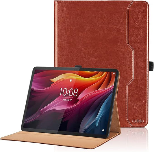 Case for Lenovo Tab K11 Plus 11.45 Inch 2024 - PU Leather Business Folio Protective Cover with Hand Strap and Pocket, Brown