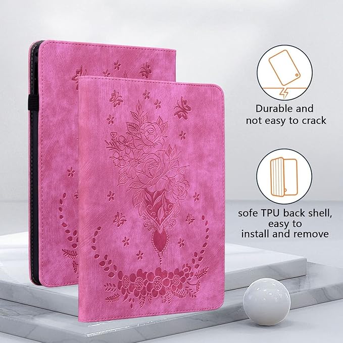 Case for Samsung Galaxy Tab A7 Lite 8.7 Inch 2021, Multi-Angle Flip PU Leather Protective Cover with Stylus Holder for Samsung Tab A7 Lite SM-T220/T225/T227 Case, Rose