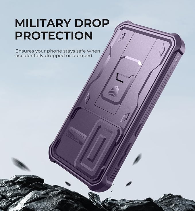 Dexnor for Samsung Galaxy S24 Case with Built-in Slide Camera Cover & Screen Protector & Kickstand, Heavy-Duty Shockproof Rugged Case Full-Body Bumper Protective Cover for Galaxy S24 (2024),Purple