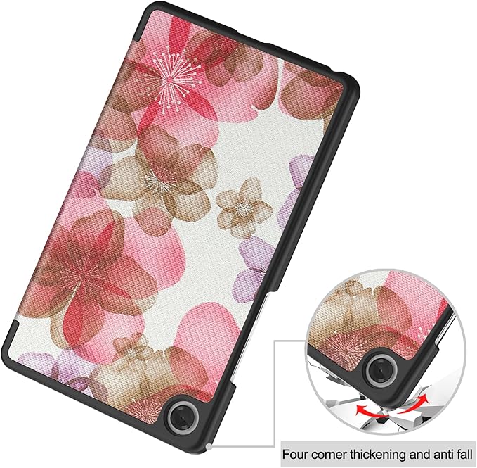 Case for Lenovo Tab One 8.7'' / Tab K9, Folding Folio Ultra-Thin PU Leather Stand Case Cover with Auto Wake/Sleep for Lenovo Tab K9 8.7 Inch Flower