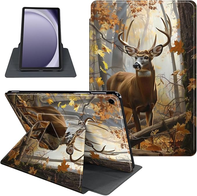 Case for Samsung Galaxy Tab A9 8.7 Inch 2023 Tablet Case, 360 Degree Rotating Folio Stand Smart Cover for Samsung Galaxy Tab A9 Tablet, Auto Sleep/Wake, Forest Deer
