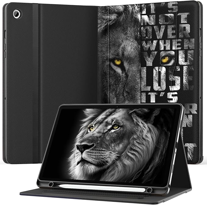 OKP Case for Samsug Galaxy Tab A9+ Plus 11 inch 2024(SM-X210/X216/X218), PU Leather Folio Cover with Multi-Angle Stand//Pen Holder, Auto Wake/Sleep Case for Galaxy A9+ 11" Tablet (Lion)