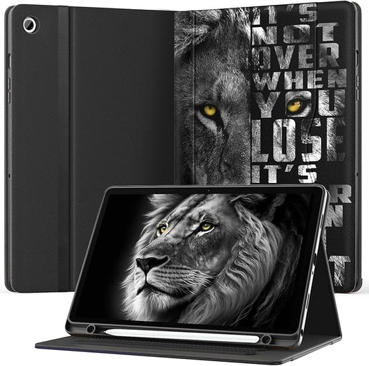 OKP Case for Samsug Galaxy Tab A9+ Plus 11 inch 2024(SM-X210/X216/X218), PU Leather Folio Cover with Multi-Angle Stand//Pen Holder, Auto Wake/Sleep Case for Galaxy A9+ 11" Tablet (Lion)