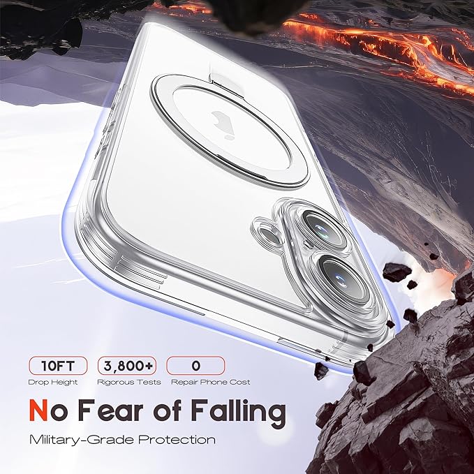 Compatible with Clear iPhone 15 Case with Magnetic Stand [Compatible with Mag-Safe][Full Camera Len Protectors] Shockproof Phone Case for iPhone 15 6.1’’,Clear