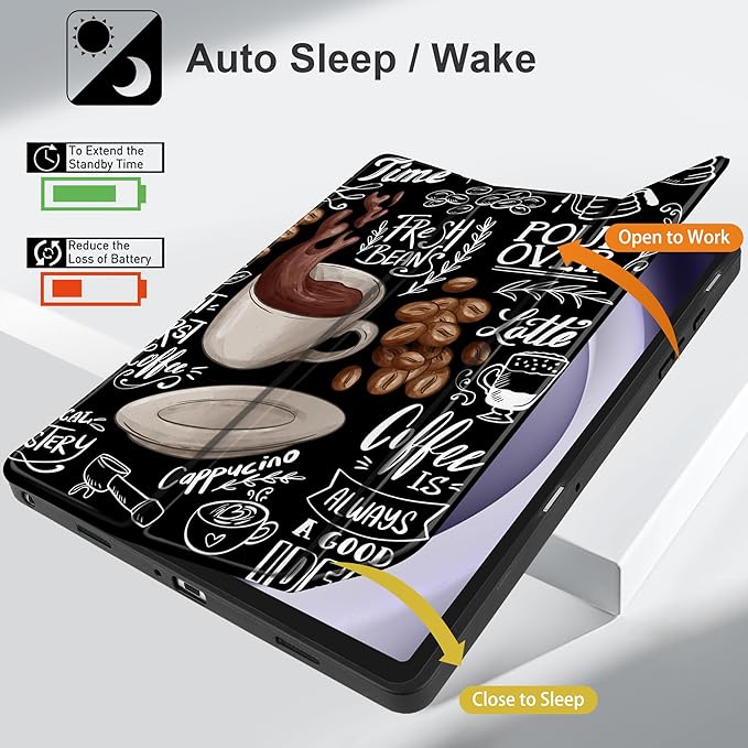 MEEgoodo Case for Samsung Galaxy Tab A9 Plus 11 inch Cover 2024 2023 with S Pen Holder, A9+ Smart Tablet Cases with Leather Trifold Stand+Soft TPU Back Shell+Smart Auto Wake/Sleep, Coffee