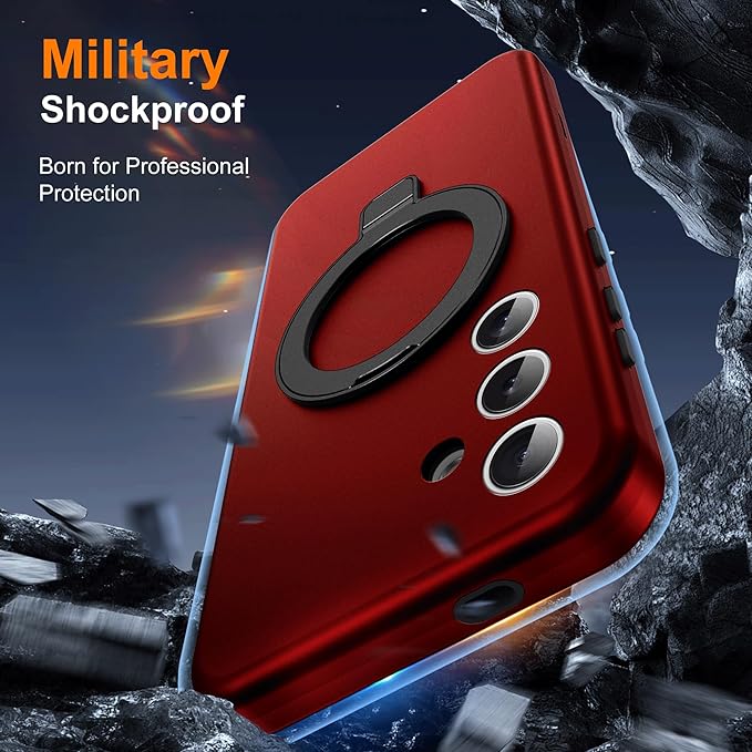 Designed for Samsung Galaxy S24 Case with Magnetic Ring Stand [Compatible with Mag-Safe][Military Grade Drop Protection][Build in Kickstand] Shockproof Galaxy S24 Phone Case 6.2",Red