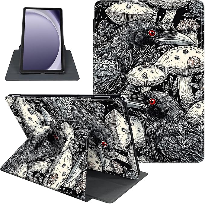 Case for Samsung Galaxy Tab A9 8.7 Inch 2023 Tablet Case, 360 Degree Rotating Folio Stand Smart Cover for Samsung Galaxy Tab A9 Tablet, Auto Sleep/Wake, Ravens