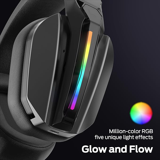 Monster Mission ANC200 Wireless Gaming Headset, 7.1 Virtual Surround Sound, ANC, Stealth Retractable Mic, 70HRS Battery, 2.4GHz or BT, for PC, PS5, Mobile, 3.5mm Audio Jack (Black)