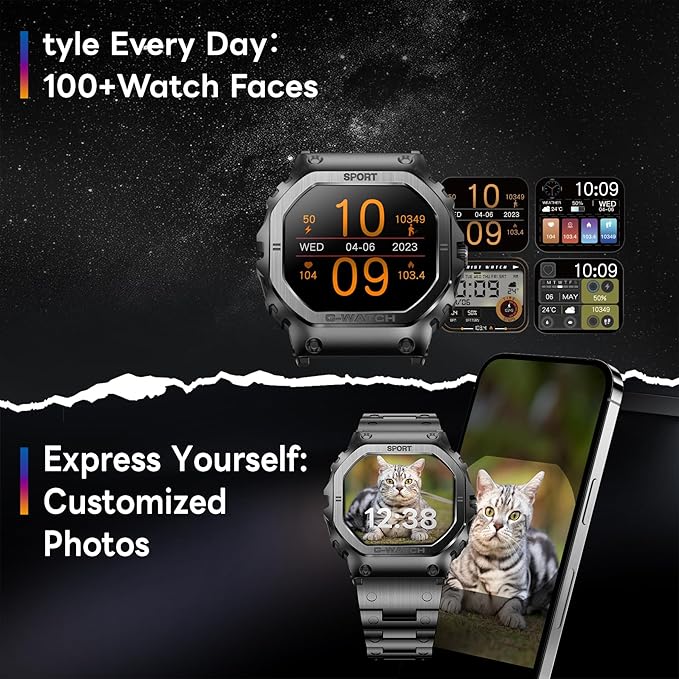 Smart Watches for Men (Answer/Make Calls), 1.57''HD Smart Watch for Android and iPhone, 24/7Fitness Watches with IP68/Heart Rate/Sleep Monitor/Steps Monitor/Pedometer/100+Sport Modes (Gray)