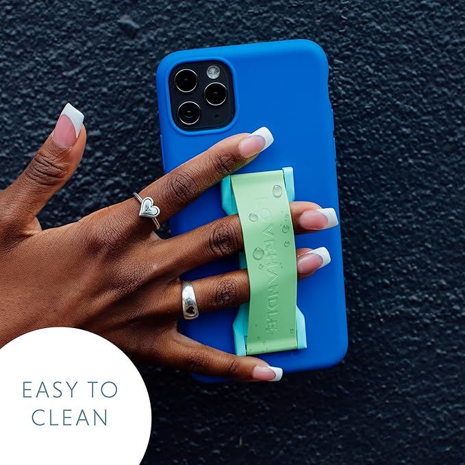 LOVEHANDLE PRO Premium Phone Grip - Silicone Phone Strap - Magnetic Phone Mount and Kickstand for Smartphone and Tablet - Frosty Blue Glow Silicone