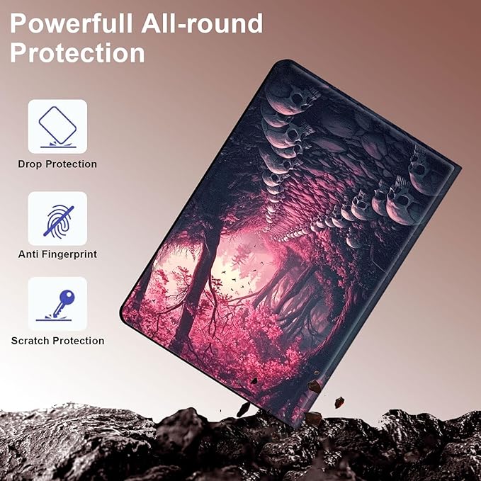 Case for Samsung Galaxy Tab S10 FE/ S9 FE 5G 10.9 Inch/Tab S9 11 Inch, Slim PU Leather Stand Cover with Auto Wake/Sleep, Multi-Angle Viewing & Shockproof, Skulls Leading