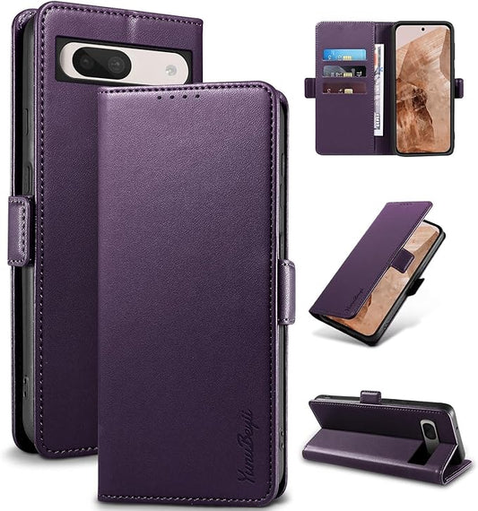 Wallet Flip Case for Google Pixel 8A - [RFID Blocking] Luxury PU Leather Card Holder Magnetic Phone Cover with Kickstand,Shockproof Protective Case,Purple