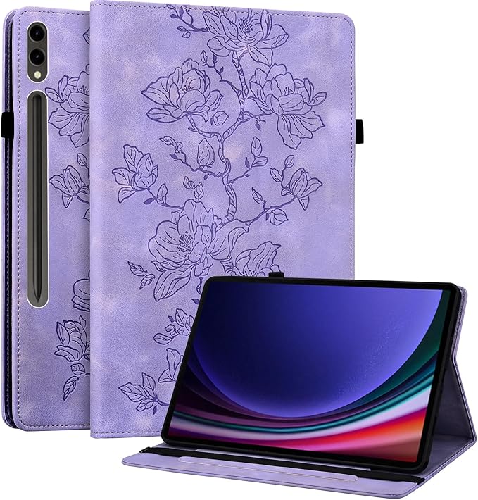 Case for Samsung Galaxy Tab S10 Plus 2024/S9 FE Plus 2023/S9 Plus 2023 12.4 Inch, Slim PU Leather Folio Cover with Multi-Angle Stand and Pen Holder, Purple