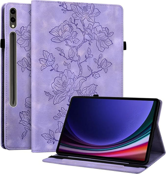 Case for Samsung Galaxy Tab S10 Plus 2024/S9 FE Plus 2023/S9 Plus 2023 12.4 Inch, Slim PU Leather Folio Cover with Multi-Angle Stand and Pen Holder, Purple