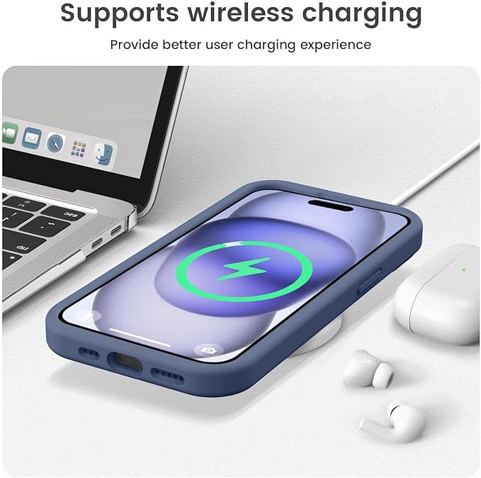 Vooii Compatible with iPhone 15 Case, Upgrade Defender Liquid Silicone, [Enhanced Camera Protection] [Soft Anti-Scratch Microfiber Lining] Shockproof Phone Case for iPhone 15 6.1 inch - Navy Blue