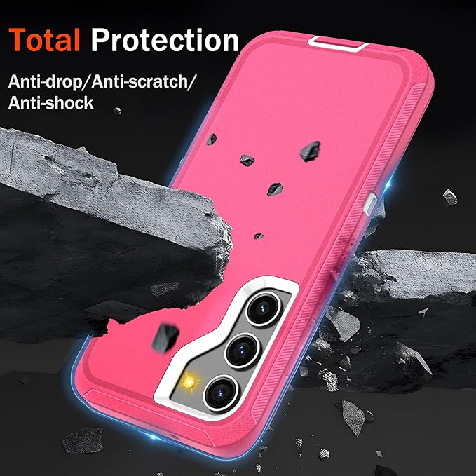 for Samsung Galaxy S23+ Plus Case with [2 Pack] HD Screen Protector, [Military-Grade] Shockproof Dust/Drop Proof 3-Layer Full Body Protection Heavy Duty Case for Galaxy S23 Plus, Pink