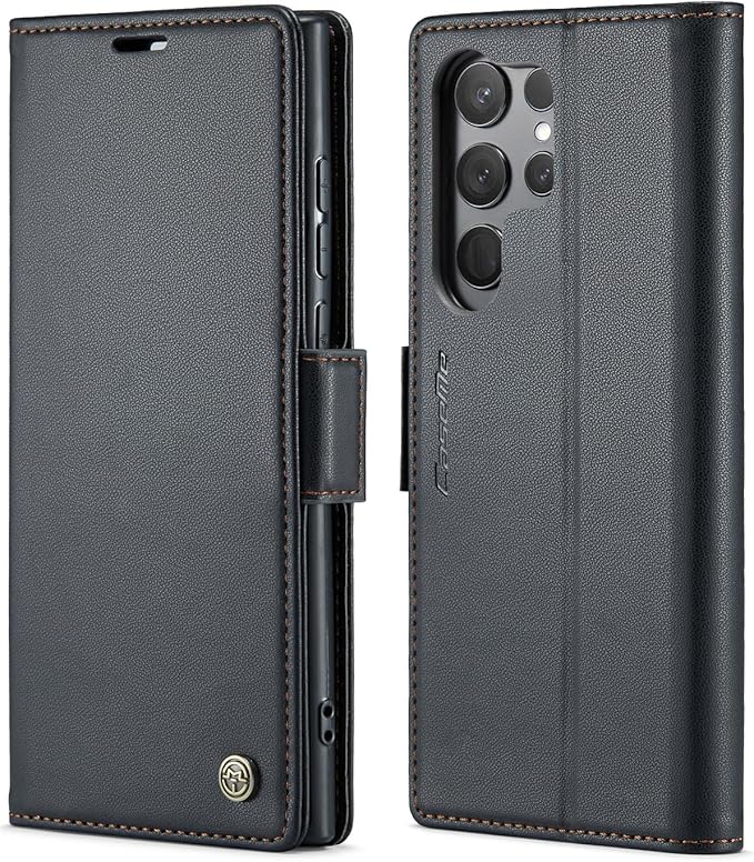 SINIANL for Samsung Galaxy S25 Ultra Wallet Case with RFID Blocking, S25 Ultra Case Wallet for Men Women with Card Holder Magnetic Clasp Kickstand Leather Book Folio Case for Galaxy S25 Ultra Black