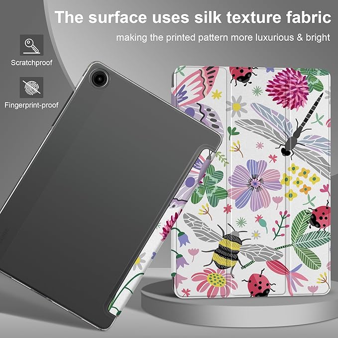 DONGKE Case for Samsung Galaxy Tab A9+/A9 Plus 11 inch 2024 2023 (SM-X210/X216/X218), Slim Stand Hard PC Translucent Back Shell Smart Cover, Auto Wake/Sleep - Dragonfly